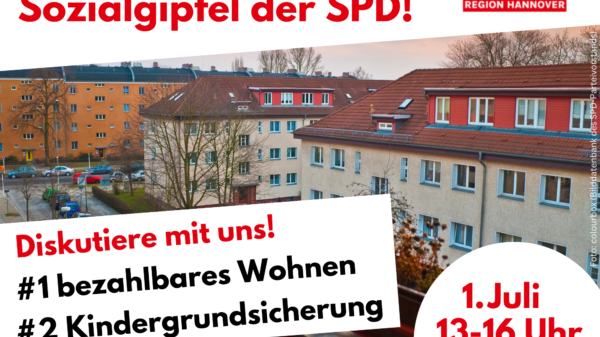 Foto-Werbung für den Sozialgipfel der SPD-Region Hannover am 1. Juli 2023